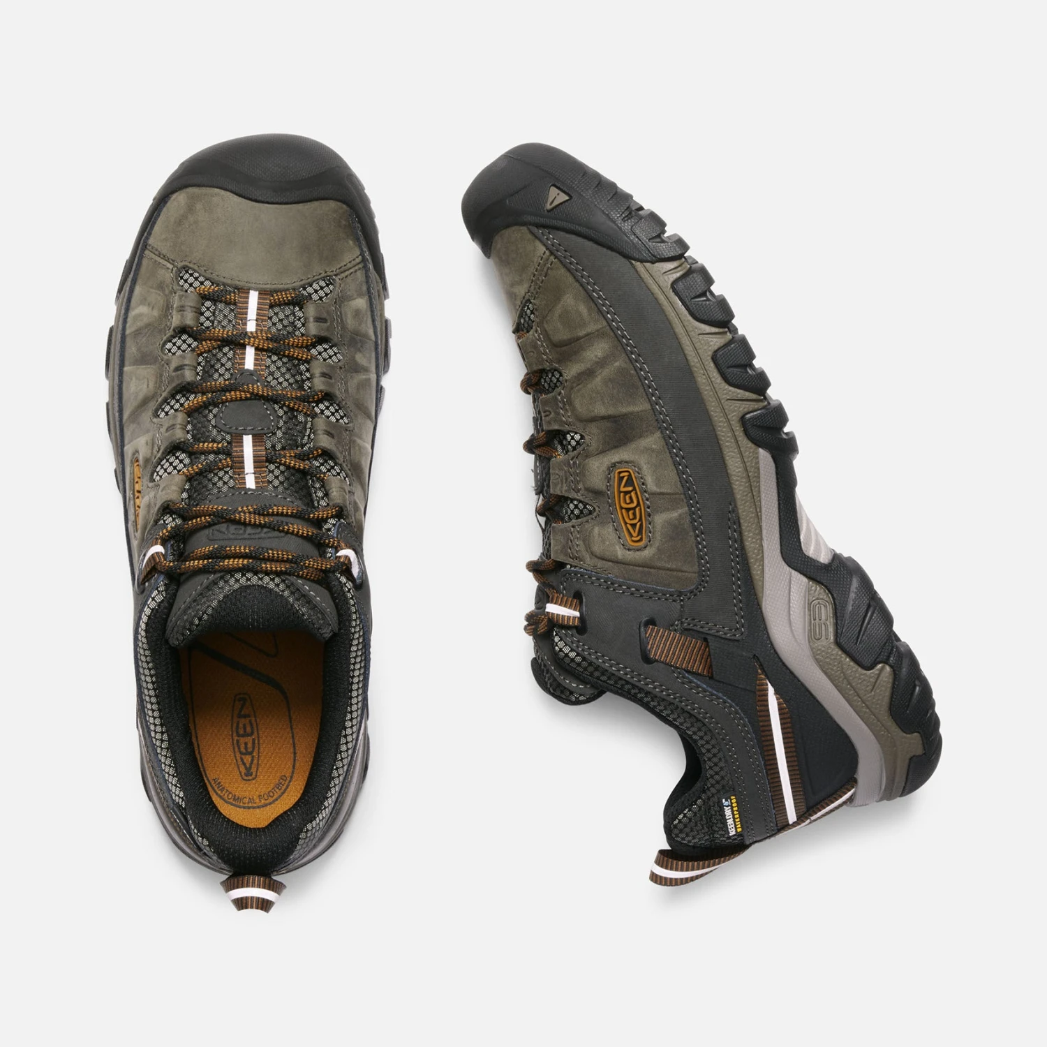 Keen Men's Targhee III Leather Waterproof Hiking Shoe - Black Olive/Golden Brown - Regular (D) 3 Keen Men's Targhee III Leather Waterproof Hiking Shoe - Black Olive/Golden Brown - Regular (D) - Image 3