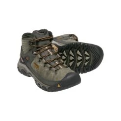 Keen Men's Targhee III Leather Mid Waterproof Hiking Boots - Black Olive/Golden Brown - Regular (D) -Brooliks Shop 1017787 PPS large