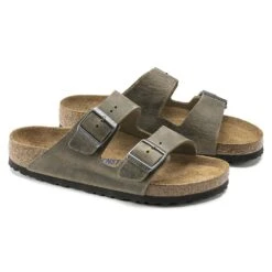 Birkenstock Arizona Soft Footbed Faded Khaki Oiled Nubuck Leather- Regular/Wide -Brooliks Shop 1019313 pair