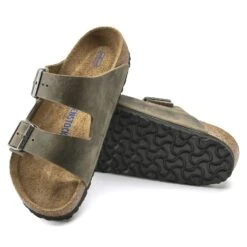 Birkenstock Arizona Soft Footbed Faded Khaki Oiled Nubuck Leather- Regular/Wide -Brooliks Shop 1019313 sole