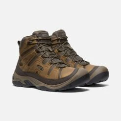 Keen Men's Circadia Mid WP Hiking Boot- Bison/Brindle- Wide (2E) -Brooliks Shop 1026841 PLA PDP