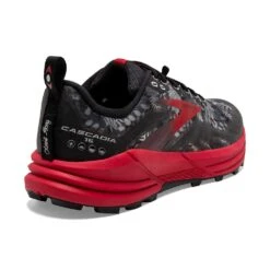 BROOKS Men's Cascadia 16 Trail Running Shoe - Black/Grey/Red - Regular (D) -Brooliks Shop 110376 008 H Cascadia 16