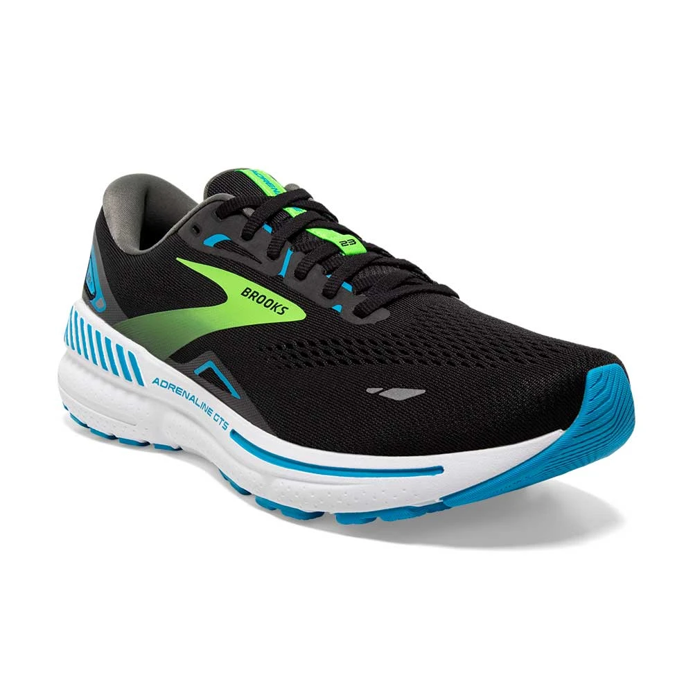 BROOKS Men's Adrenaline GTS 23 Running Shoe- Black/Hawaiian Ocean/Green- Wide (2E) 2 BROOKS Men's Adrenaline GTS 23 Running Shoe- Black/Hawaiian Ocean/Green- Wide (2E) - Image 2