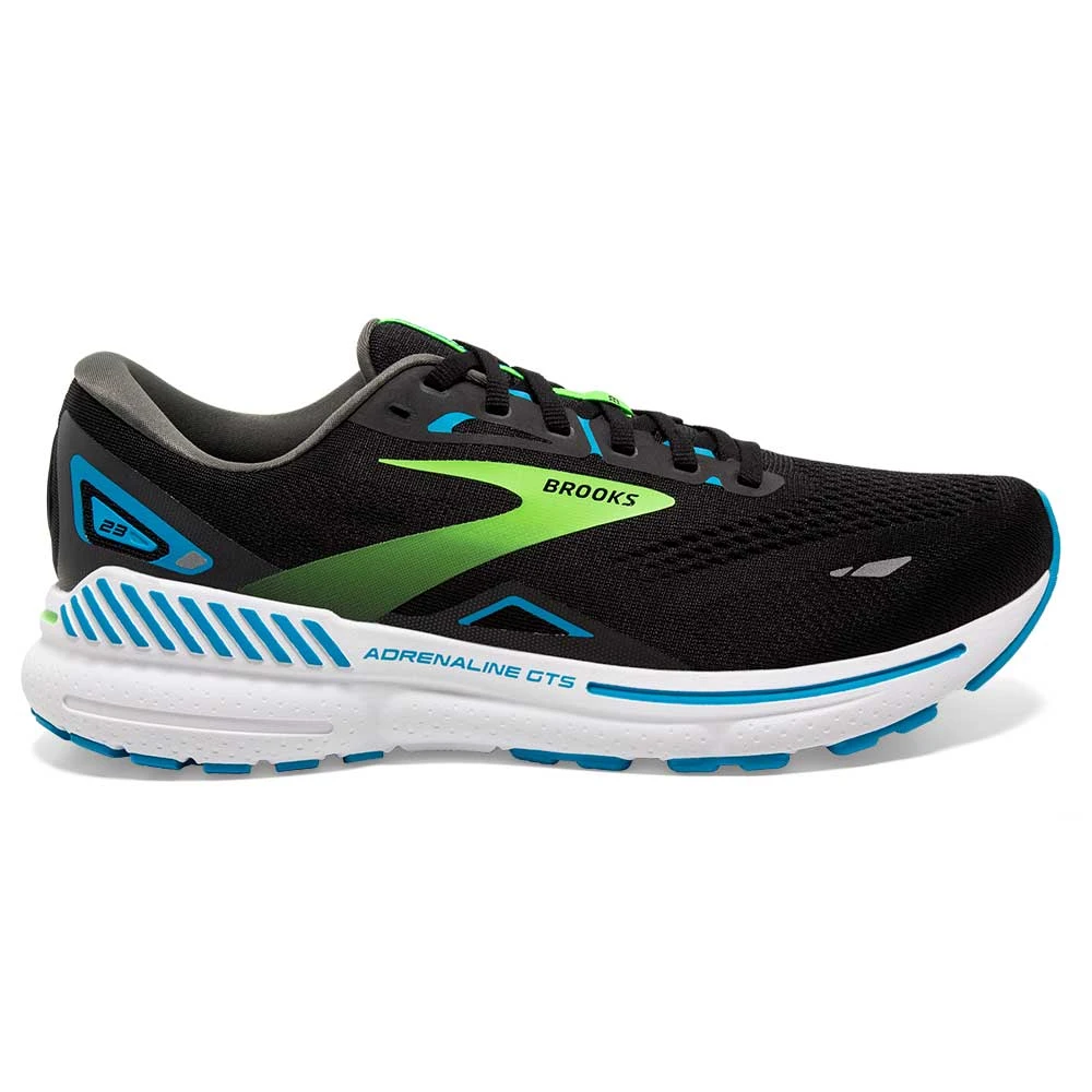 BROOKS Men's Adrenaline GTS 23 Running Shoe- Black/Hawaiian Ocean/Green- Wide (2E) 1 BROOKS Men's Adrenaline GTS 23 Running Shoe- Black/Hawaiian Ocean/Green- Wide (2E)