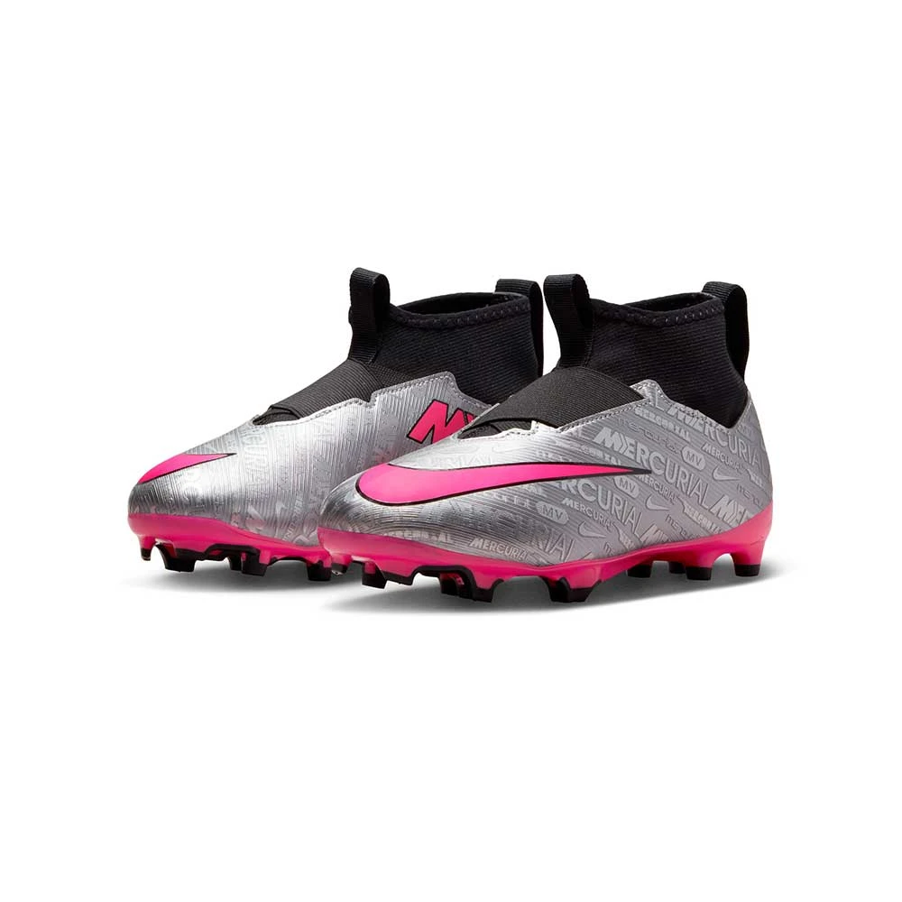 Nike Jr. Zoom Mercurial Superfly 9 Academy XXV MG Soccer Cleats- Metallic Silver/Hyper Pink- Regular (D) 3 Nike Jr. Zoom Mercurial Superfly 9 Academy XXV MG Soccer Cleats- Metallic Silver/Hyper Pink- Regular (D) - Image 3