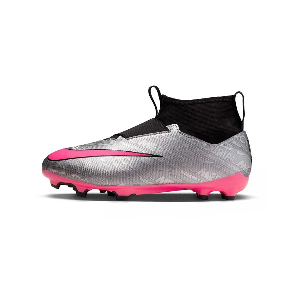 Nike Jr. Zoom Mercurial Superfly 9 Academy XXV MG Soccer Cleats- Metallic Silver/Hyper Pink- Regular (D) 2 Nike Jr. Zoom Mercurial Superfly 9 Academy XXV MG Soccer Cleats- Metallic Silver/Hyper Pink- Regular (D) - Image 2