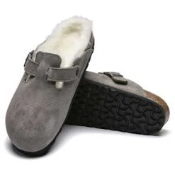 Birkenstock Boston Shearling - Stone - Regular/Wide -Brooliks Shop BostonShearling Stone 2